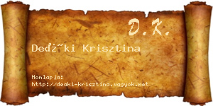 Deáki Krisztina névjegykártya